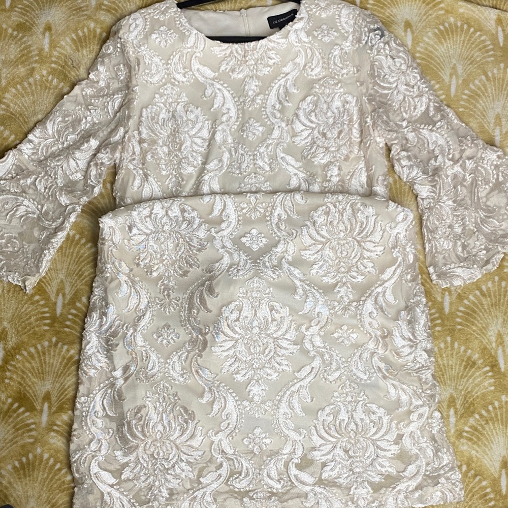 Liz Claiborne Cream Fabric Blend Dress